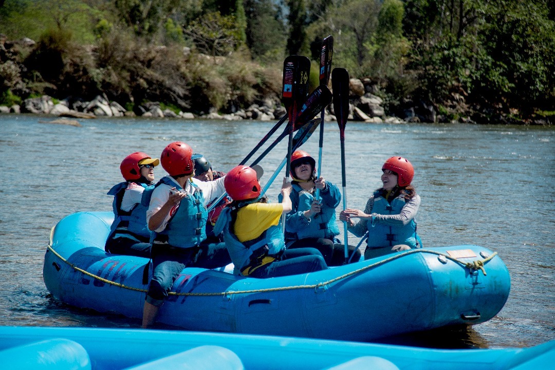 Group whitewater rafting in Bhutan