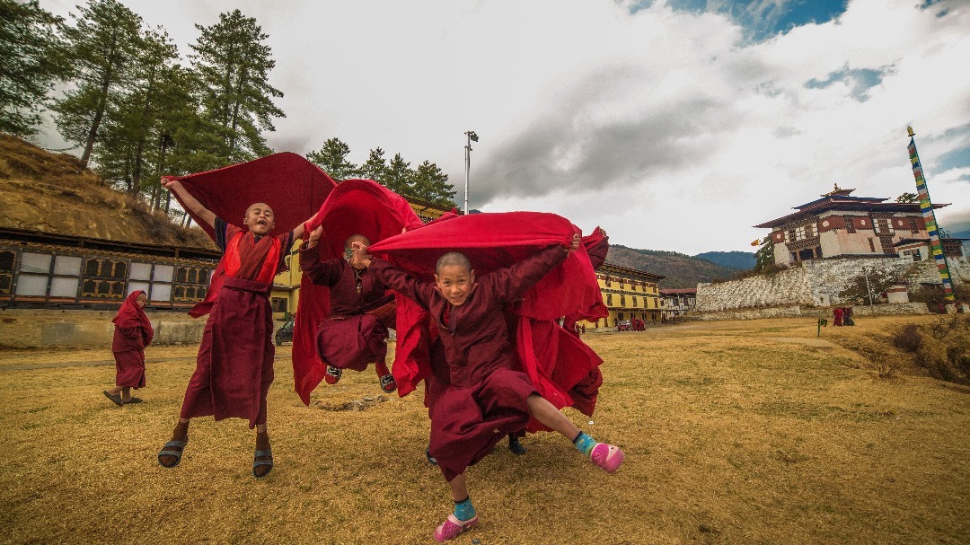 Bhutan youth posefully pose for camera